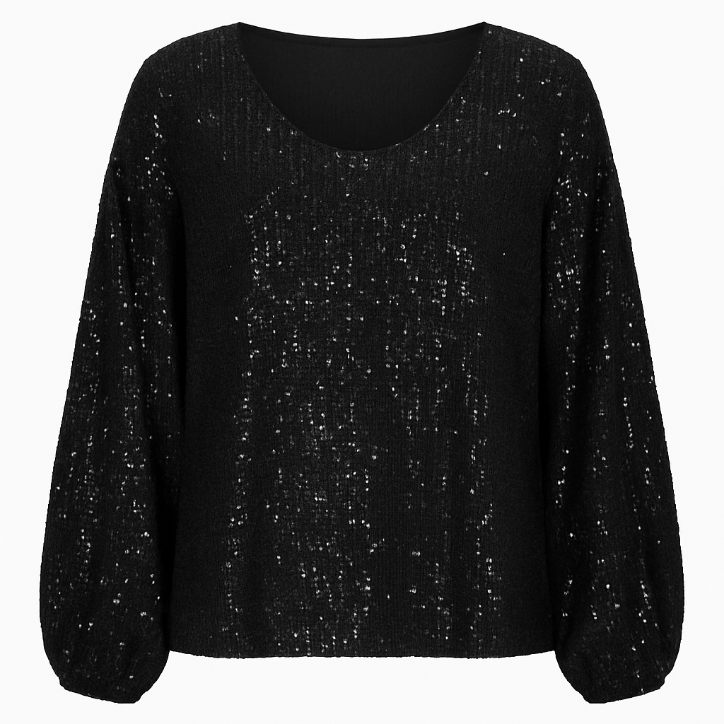 Pailetbluse med elastik ved ærme - Brystmål 130cm - Ingen returret by Krone 1