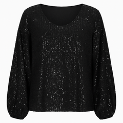 Pailetbluse med elastik ved ærme - Brystmål 130cm - Ingen returret by Krone 1