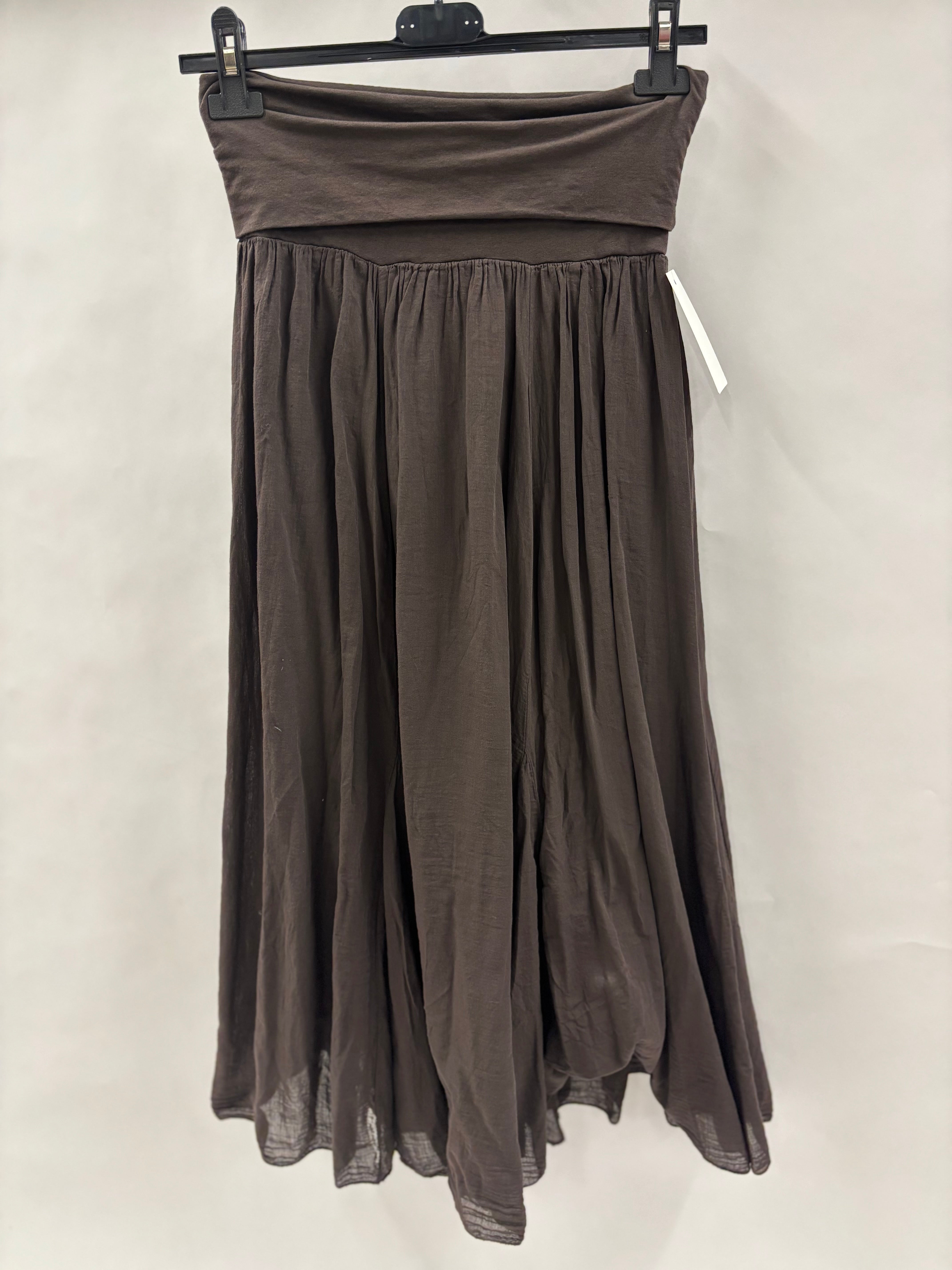 Lang Ensfarvet Nederdel med Høj Talje