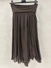 Lang Ensfarvet Nederdel med Høj Talje