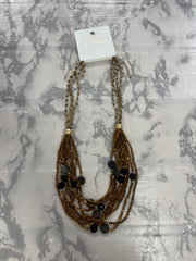 Bronzefarvet glitrende perlehalskæde