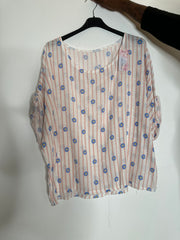 Bluse med striber og blomster - ITJULI25