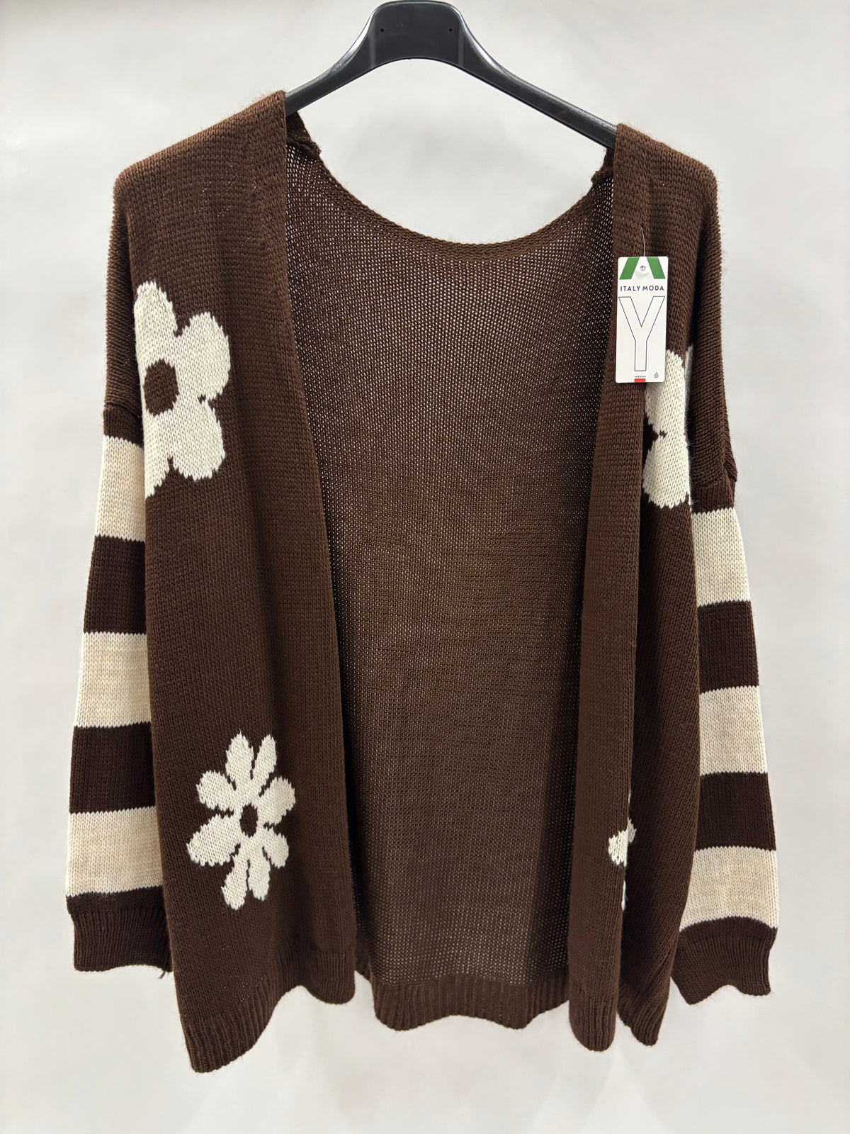 Strikcardigan, Blomster