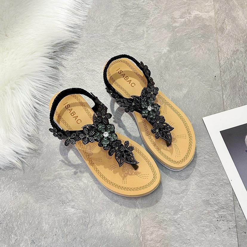 Sort sandal med tårem blød bund -