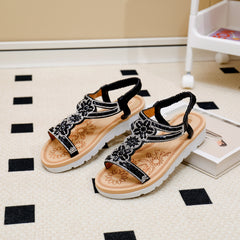 Sort sandal med bling og blød bund -