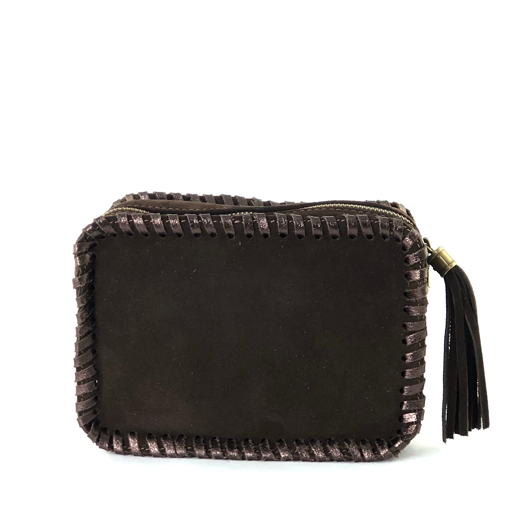 Skind crossbody taske med flettet kant by Krone 1