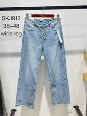 Wide leg jeans med bling knapper