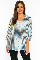Bluse med striber og blomster - ITJULI25