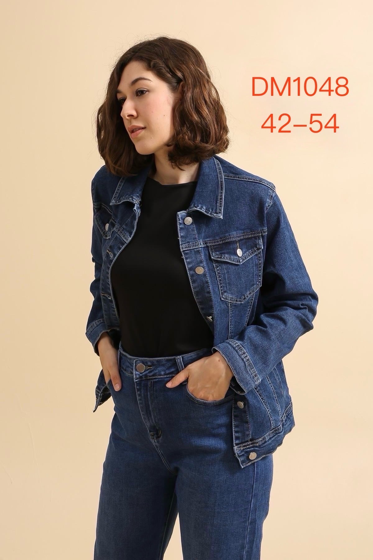 Cowboyjakke med stræk og lommer darkwash plus size by G-Smack