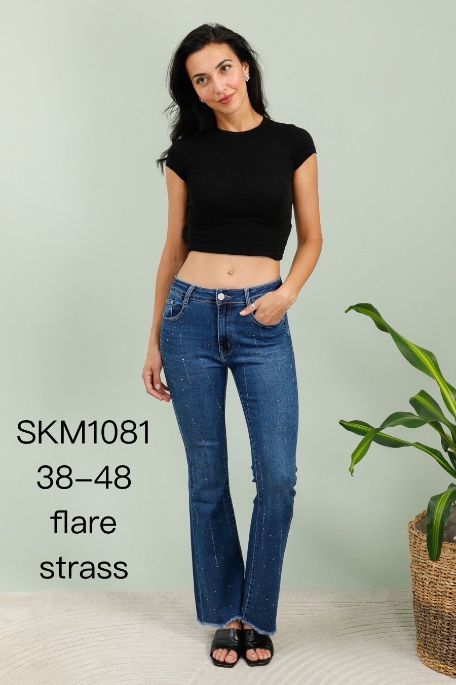 Flare jeans med bling darkwash by G-Smack