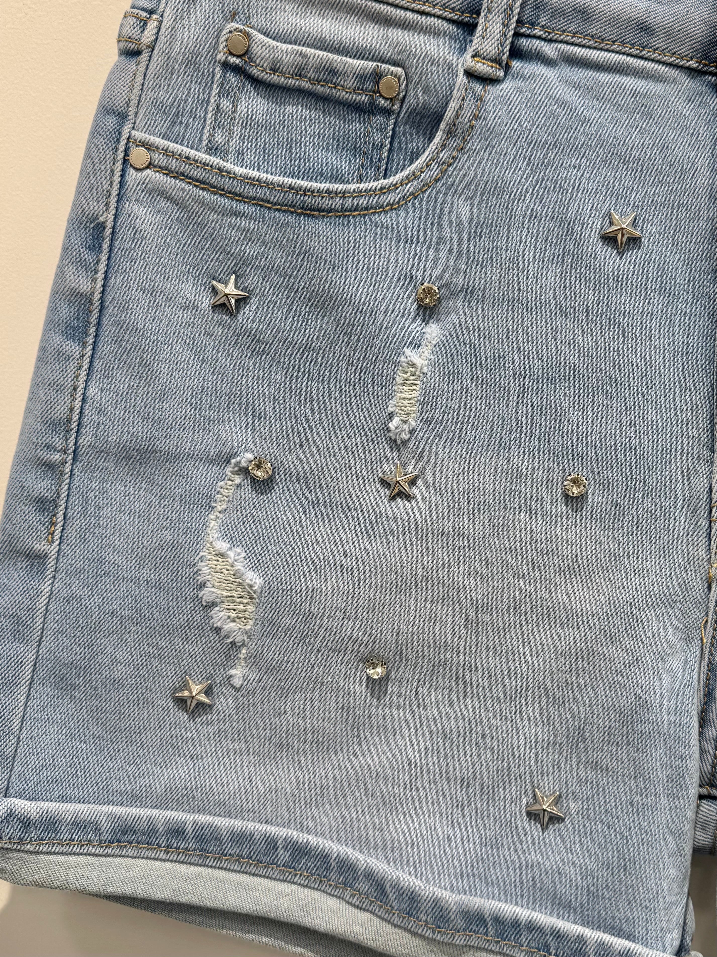 Cowboyshorts med bling lightwash by G-Smack