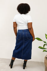 Maxi cowboynederdel med knapper plus size by G-Smack