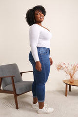 Jeans med broderi blomst plus size by G-Smack