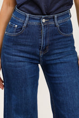 Jeans med vidde og flosset detaljer darkwash by G-Smack