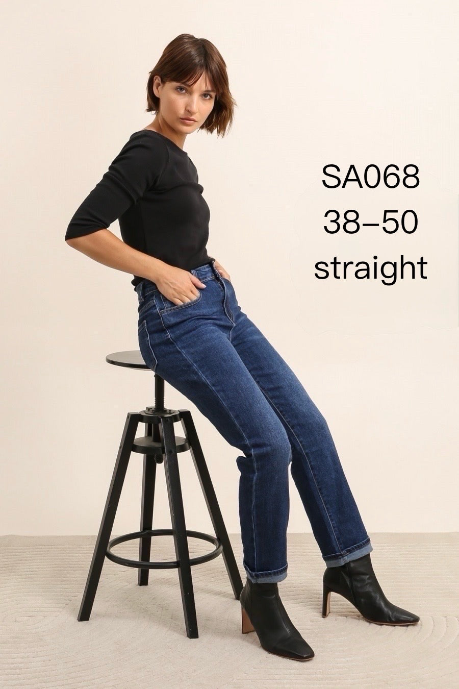 Jeans med straightleg og fold by G-Smack