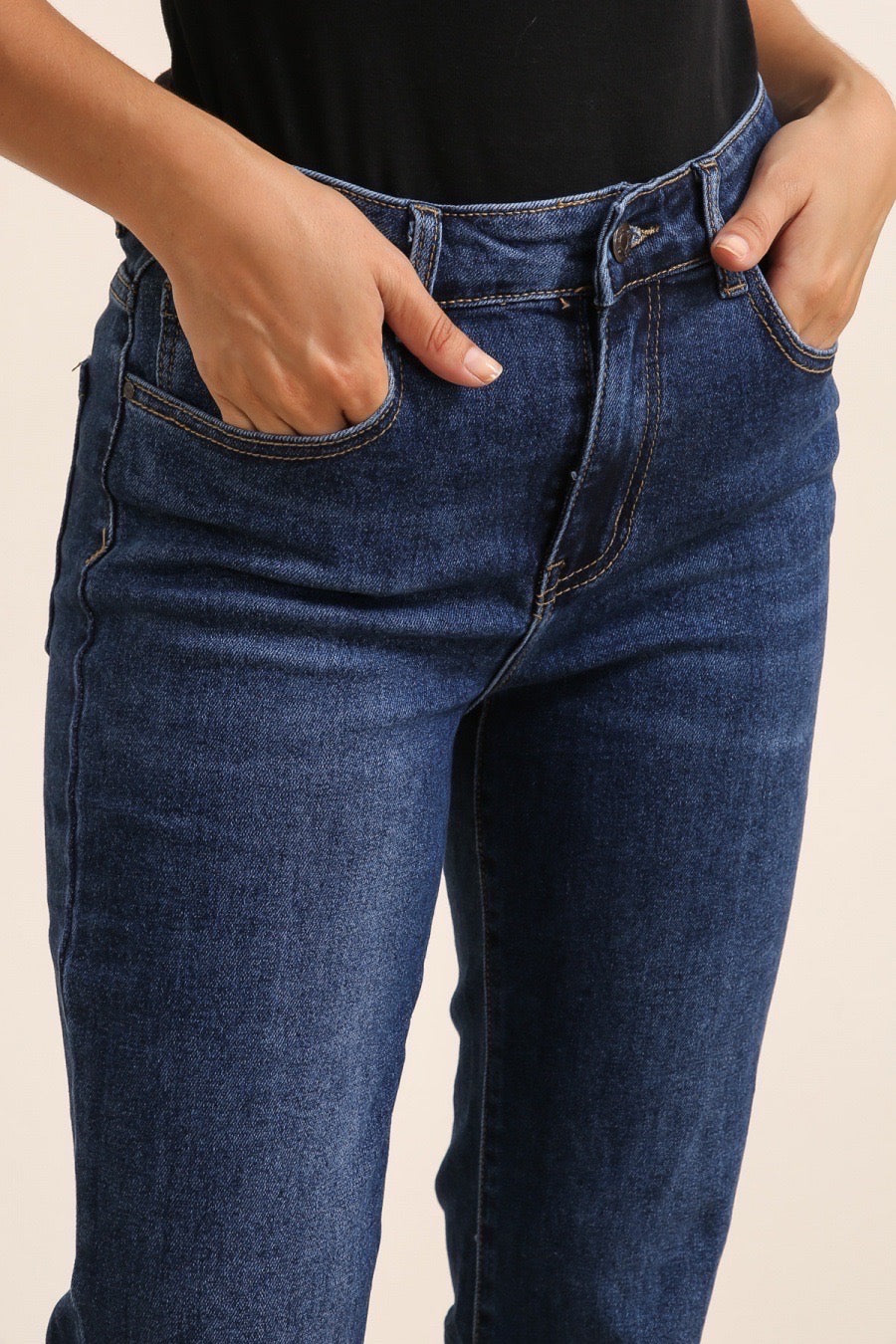 Jeans med straightleg og fold by G-Smack