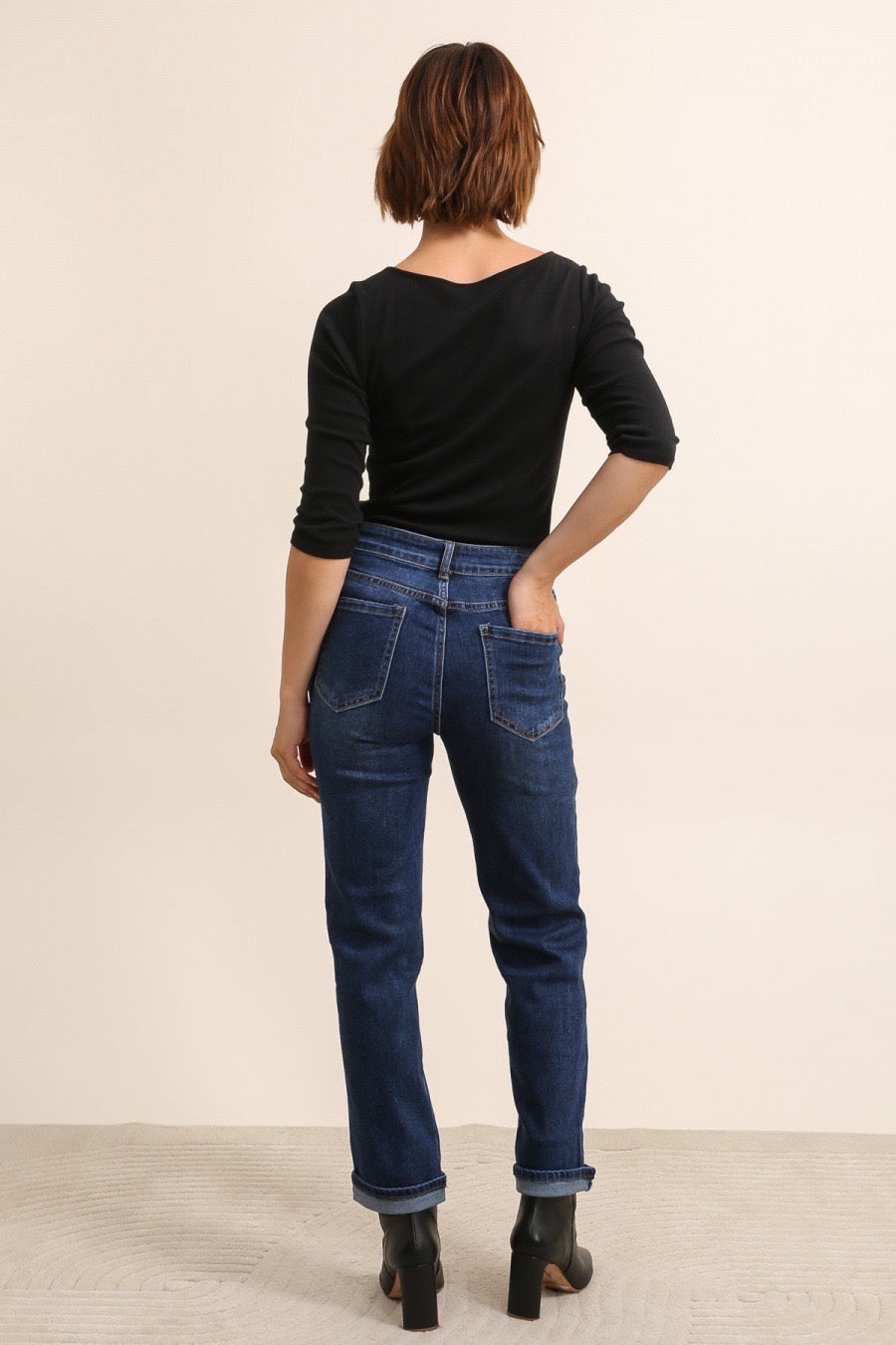 Jeans med straightleg og fold by G-Smack
