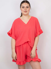 Bluse med flæse - Brystmål 130cm