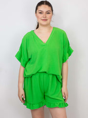 Bluse med flæse - Brystmål 130cm