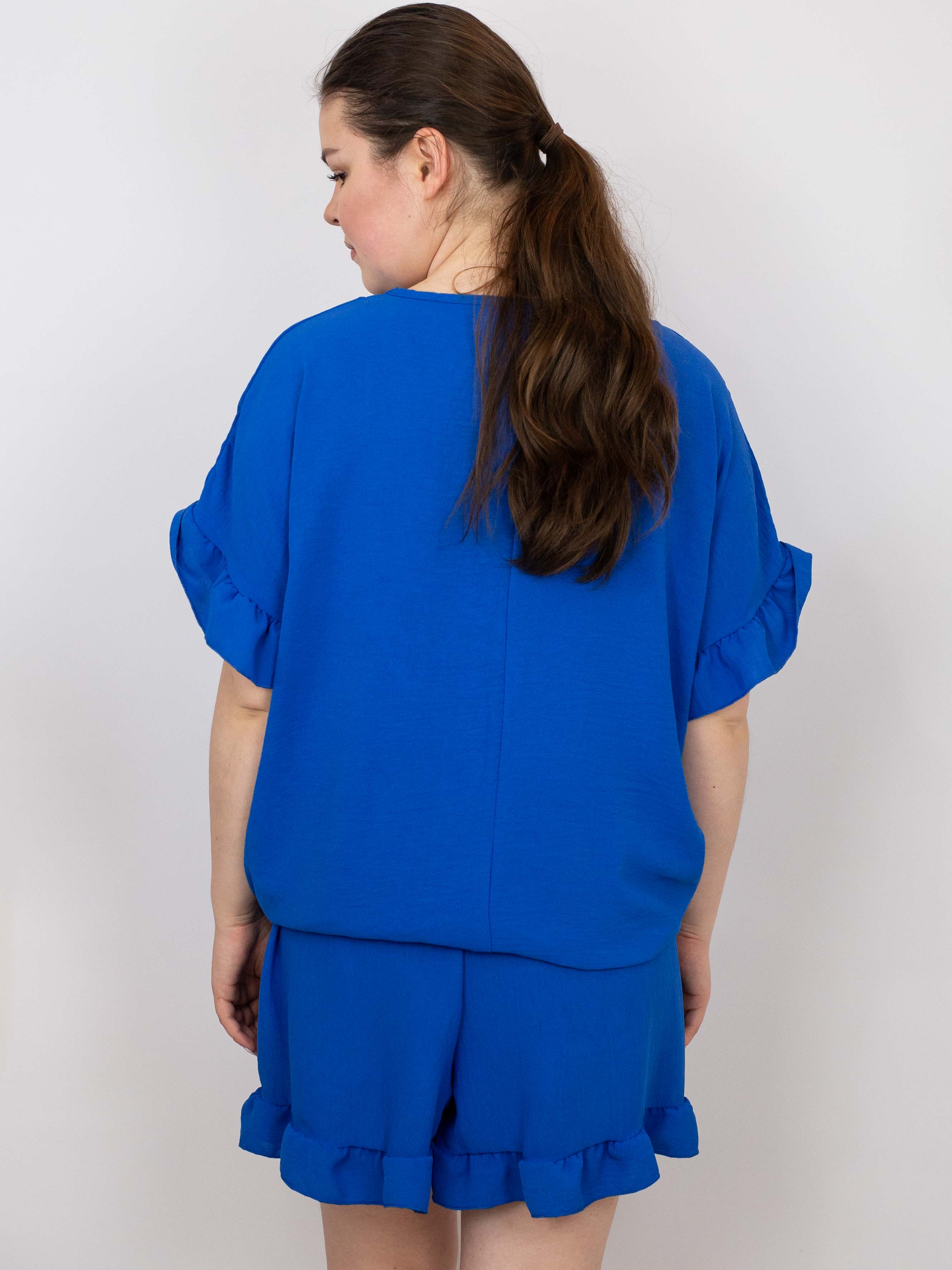 Bluse med flæse - Brystmål 130cm