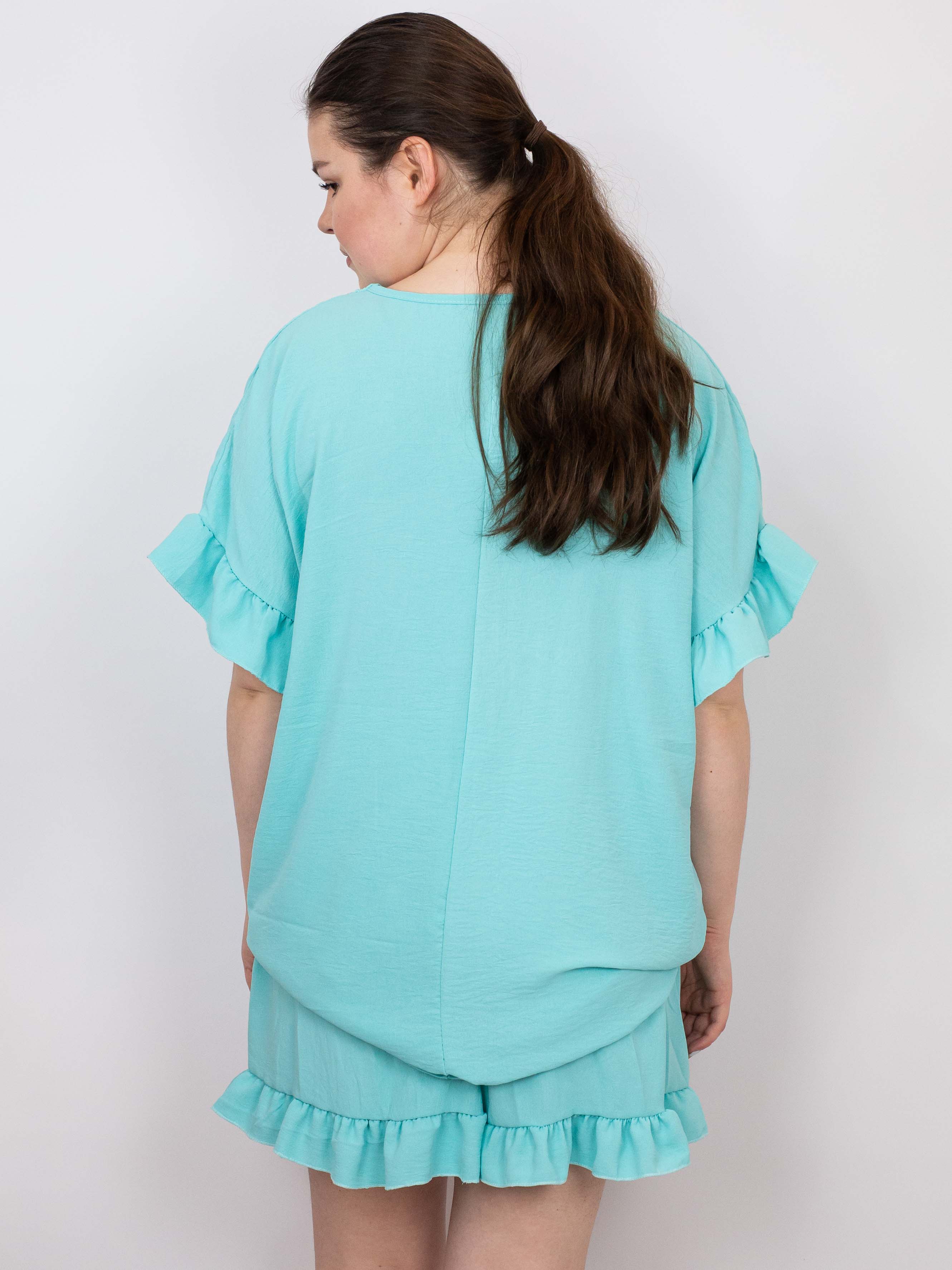 Bluse med flæse - Brystmål 130cm