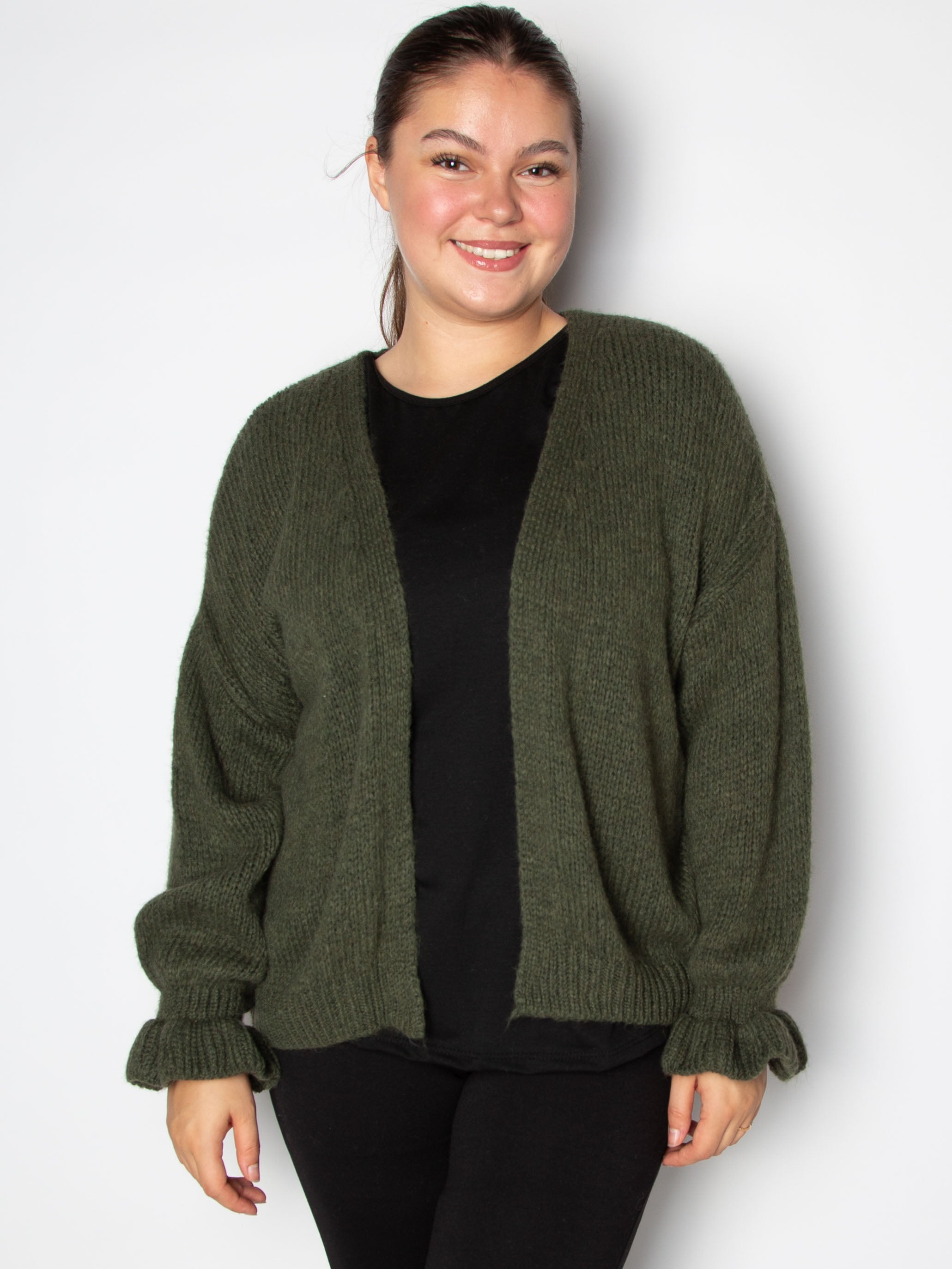 Kort cardigan med flæsekant