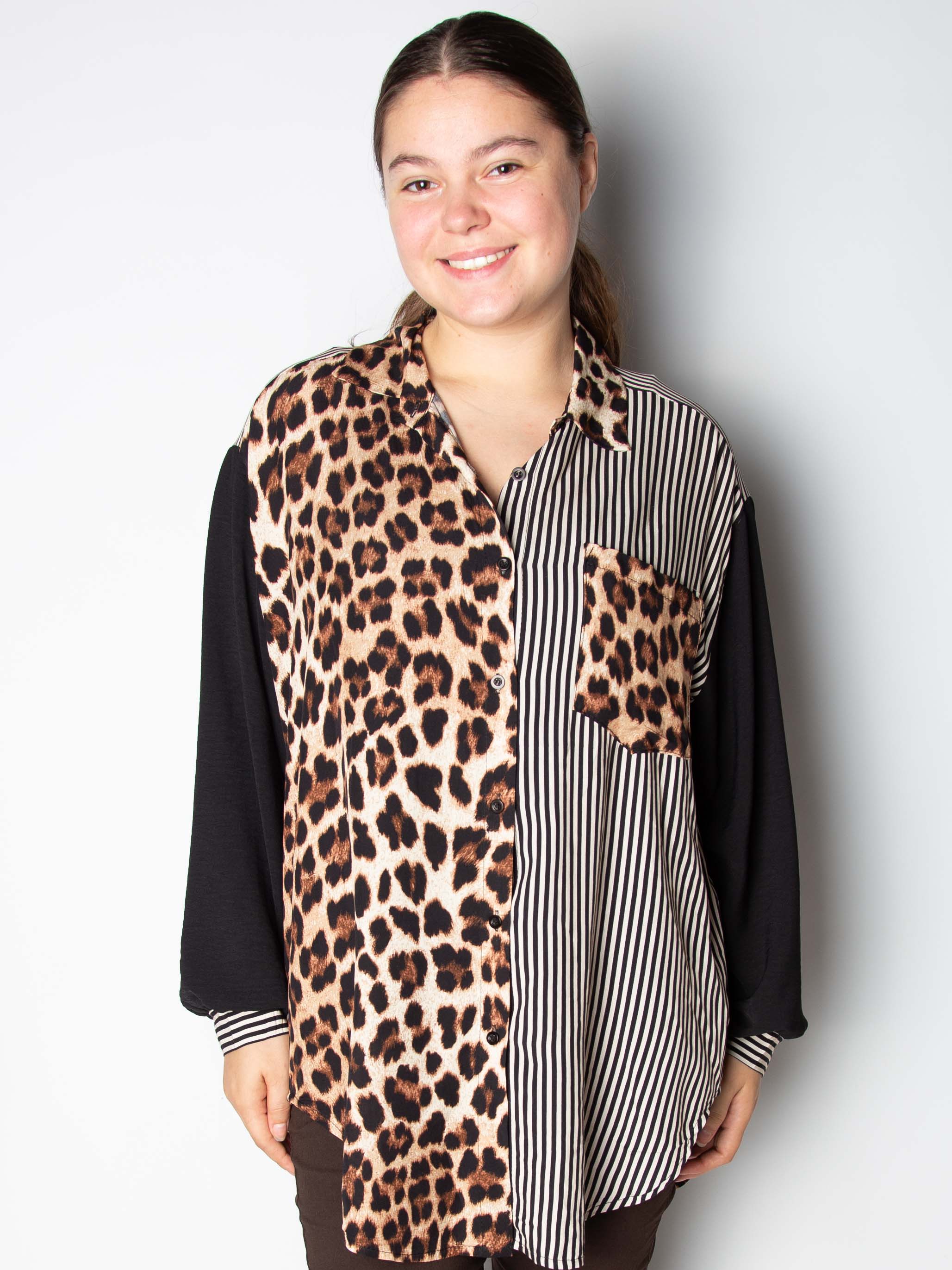 Leopard skjorte med striber