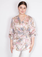 Wrap bluse med rose print