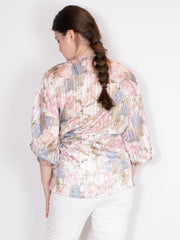Wrap bluse med rose print