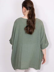 Oversize bluse med lommer - Brystmål 160cm - Ingen returret