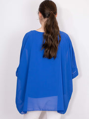 Oversize chiffon bluse - Brystmål 140cm