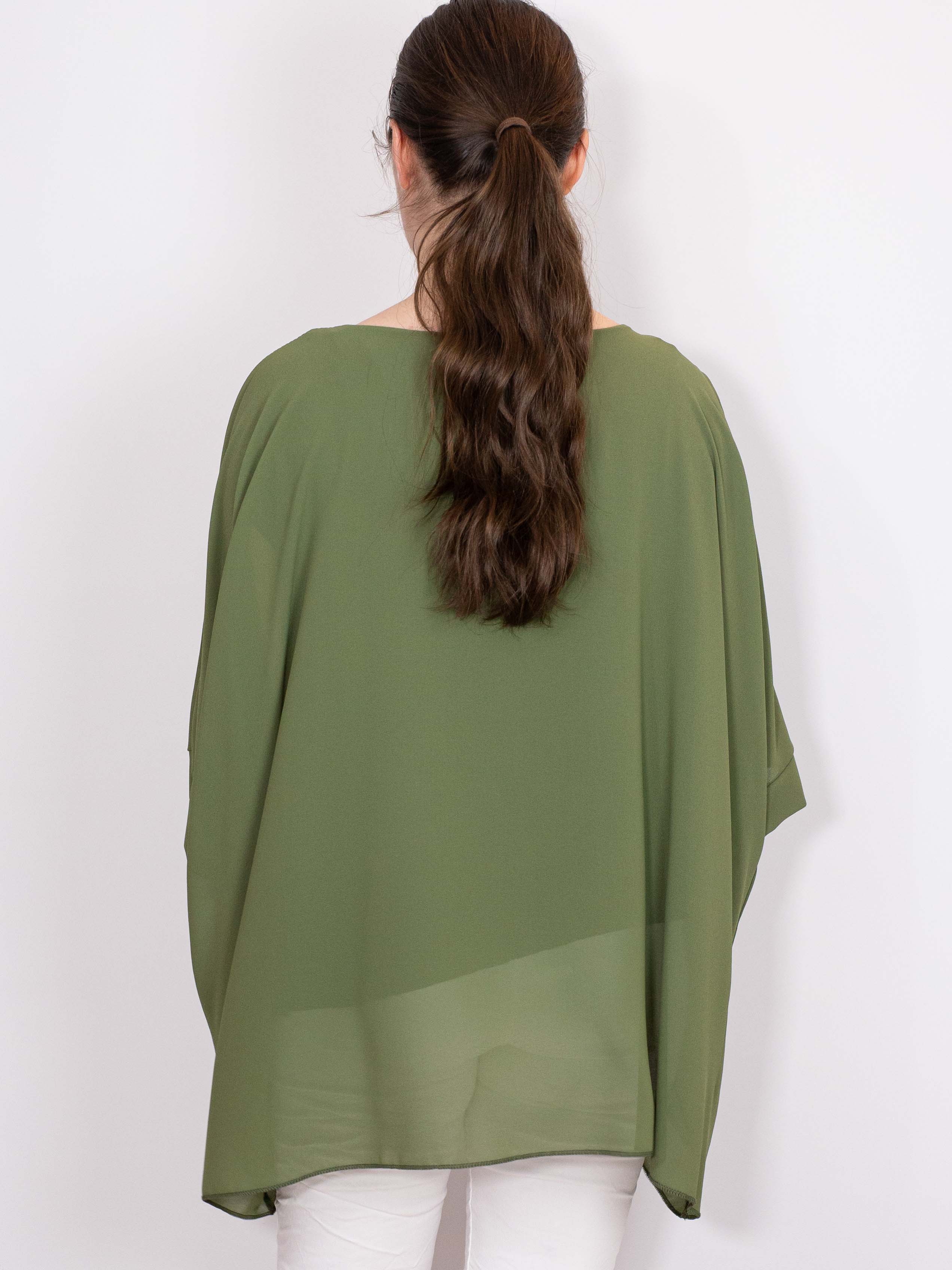 Oversize chiffon bluse - Brystmål 140cm