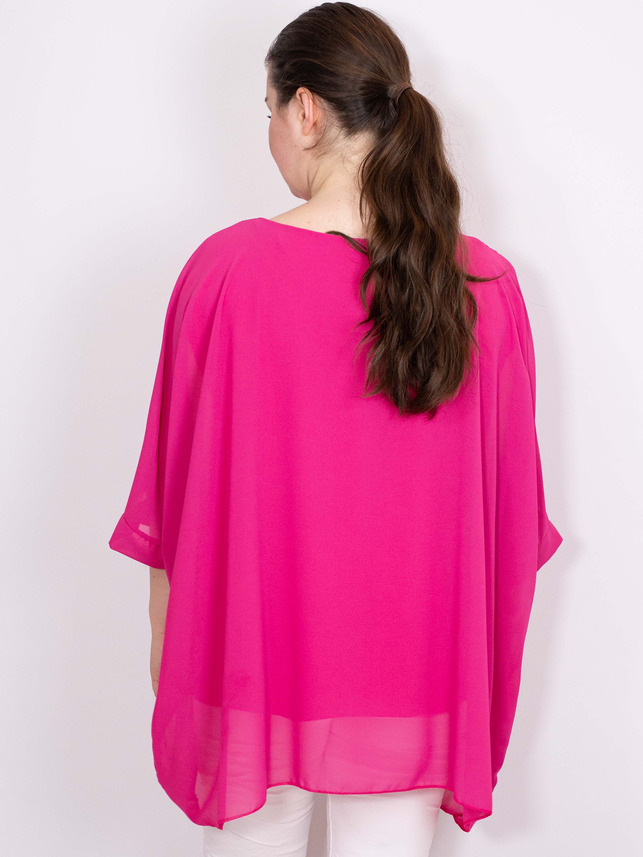 Oversize chiffon bluse - Brystmål 140cm - Ingen returret