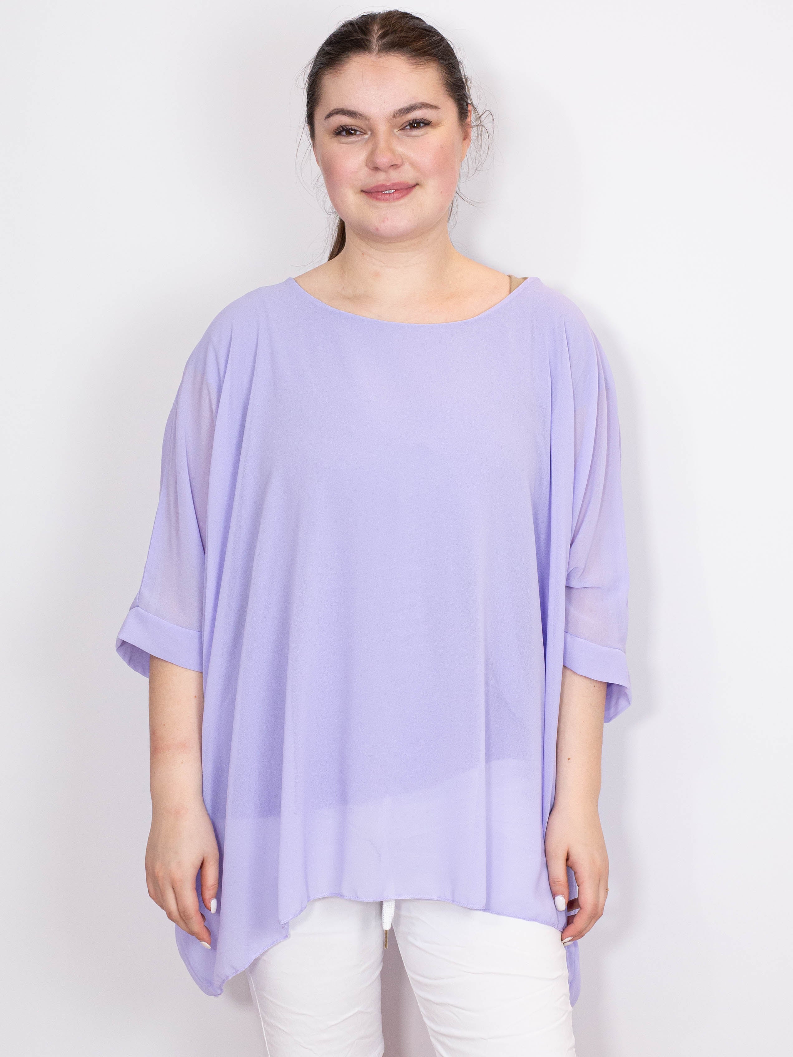 Oversize chiffon bluse - Brystmål 140cm - Ingen returret