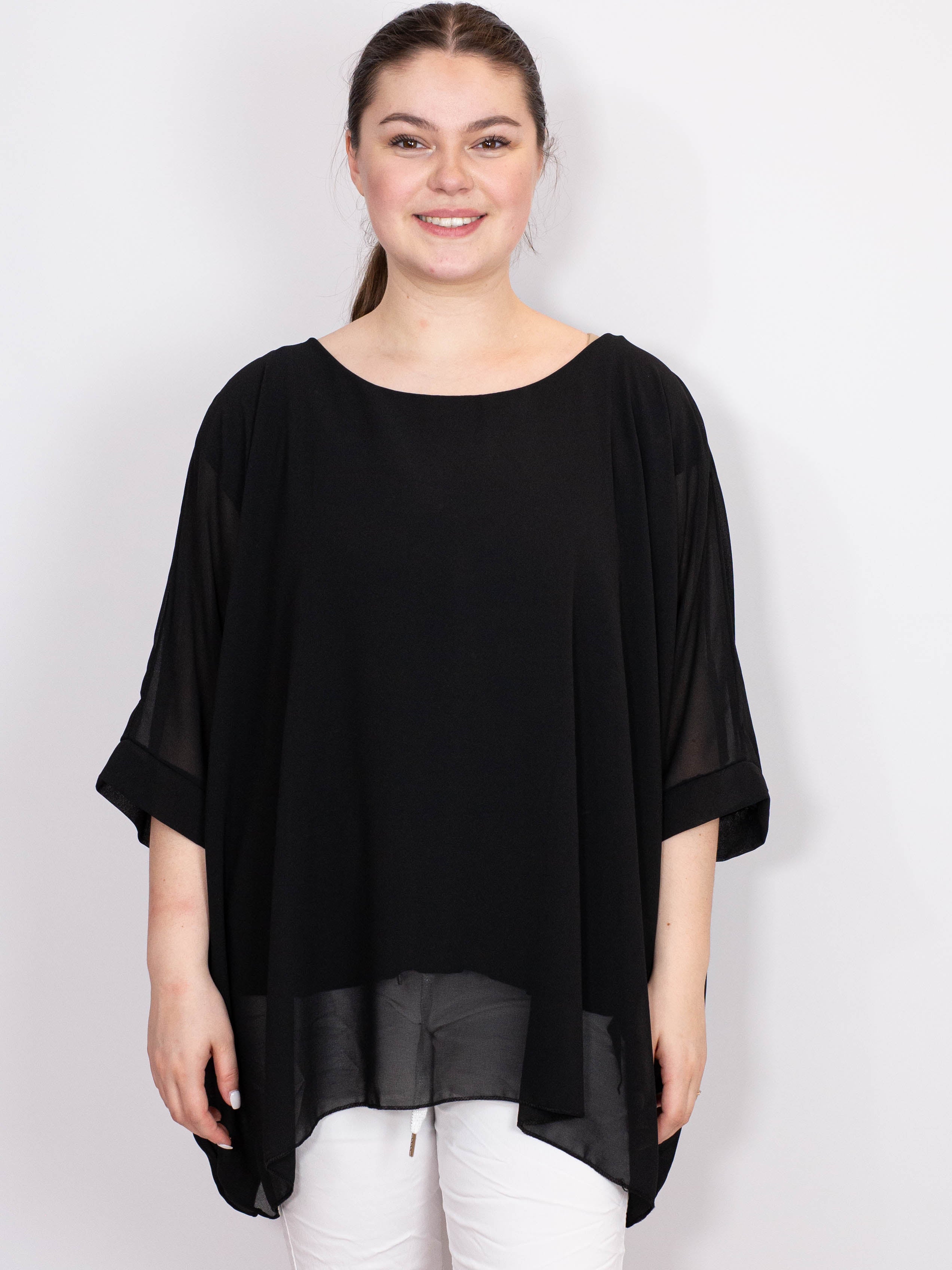 Oversize chiffon bluse - Brystmål 140cm - Ingen returret