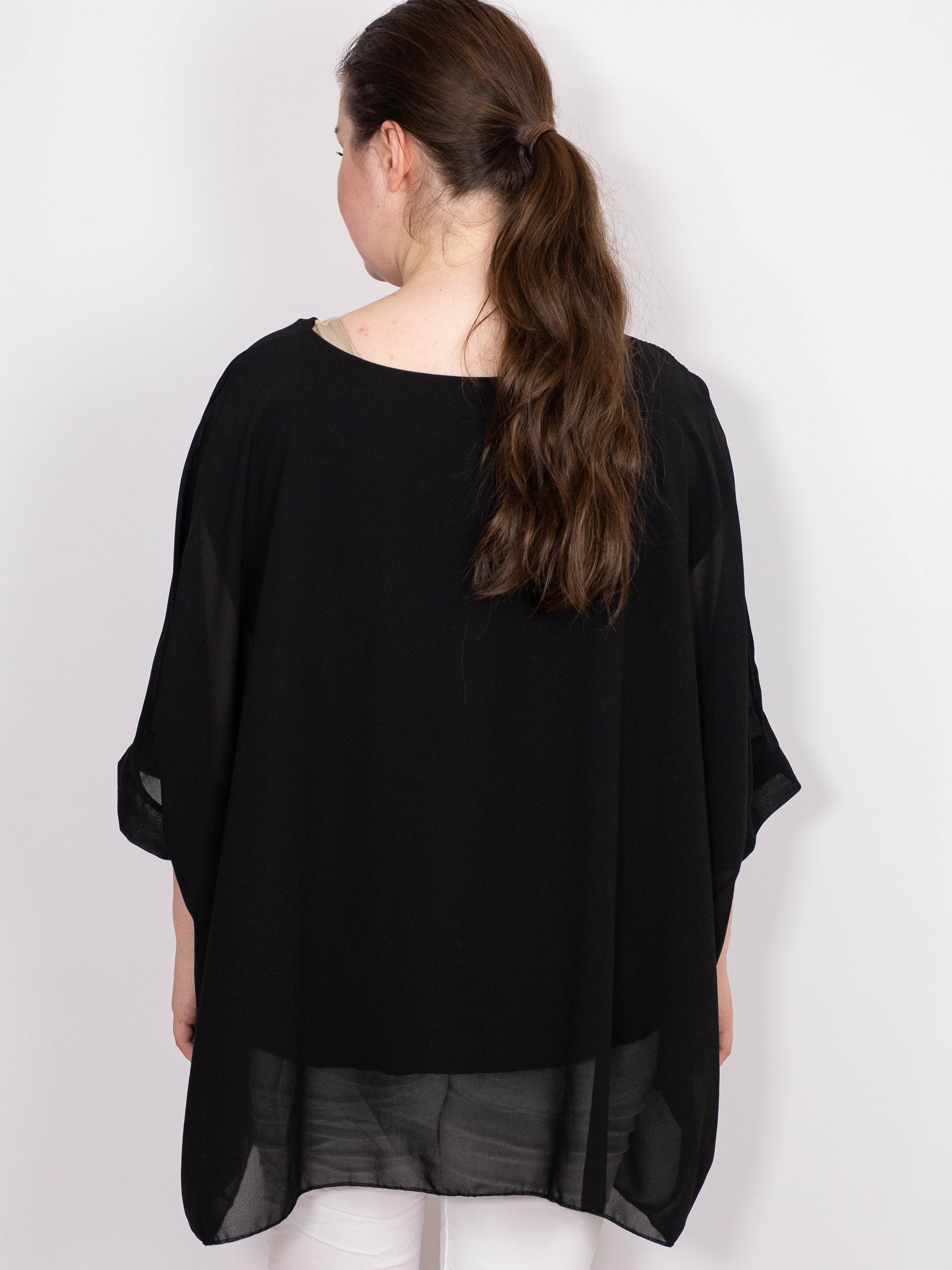 Oversize chiffon bluse - Brystmål 140cm - Ingen returret