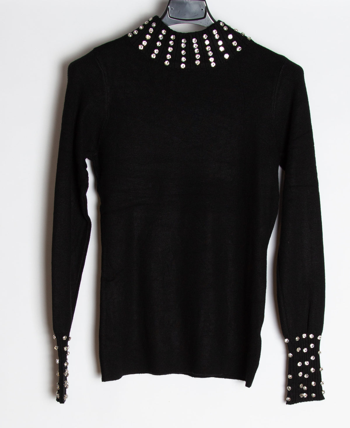 Sort strik bluse med bling turtleneck - ITNOV24