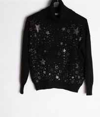 Strikbluse med rullekrave med bling stjerne - Ingen returret - ITNOV24
