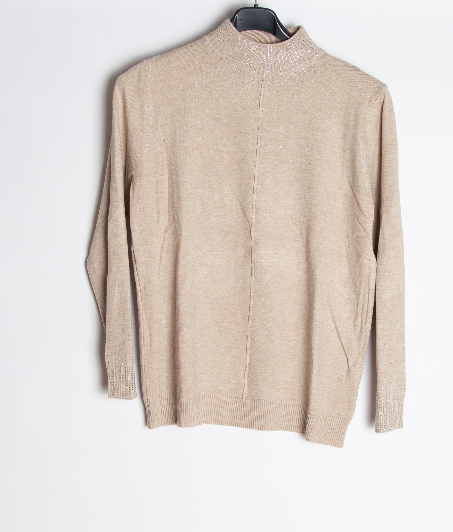 Strikbluse med bling og krave