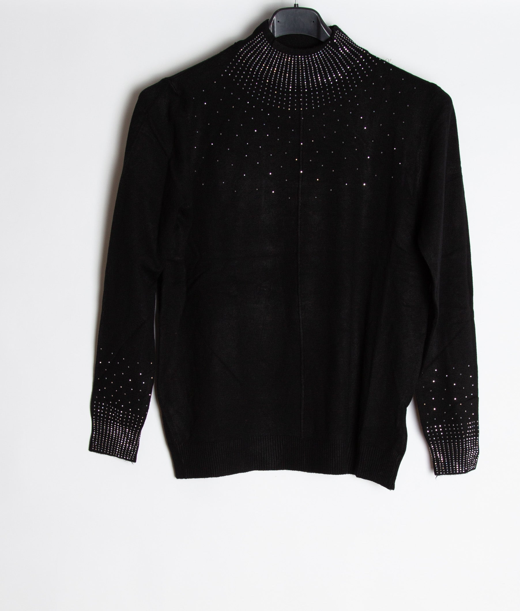 Strikbluse med bling og krave