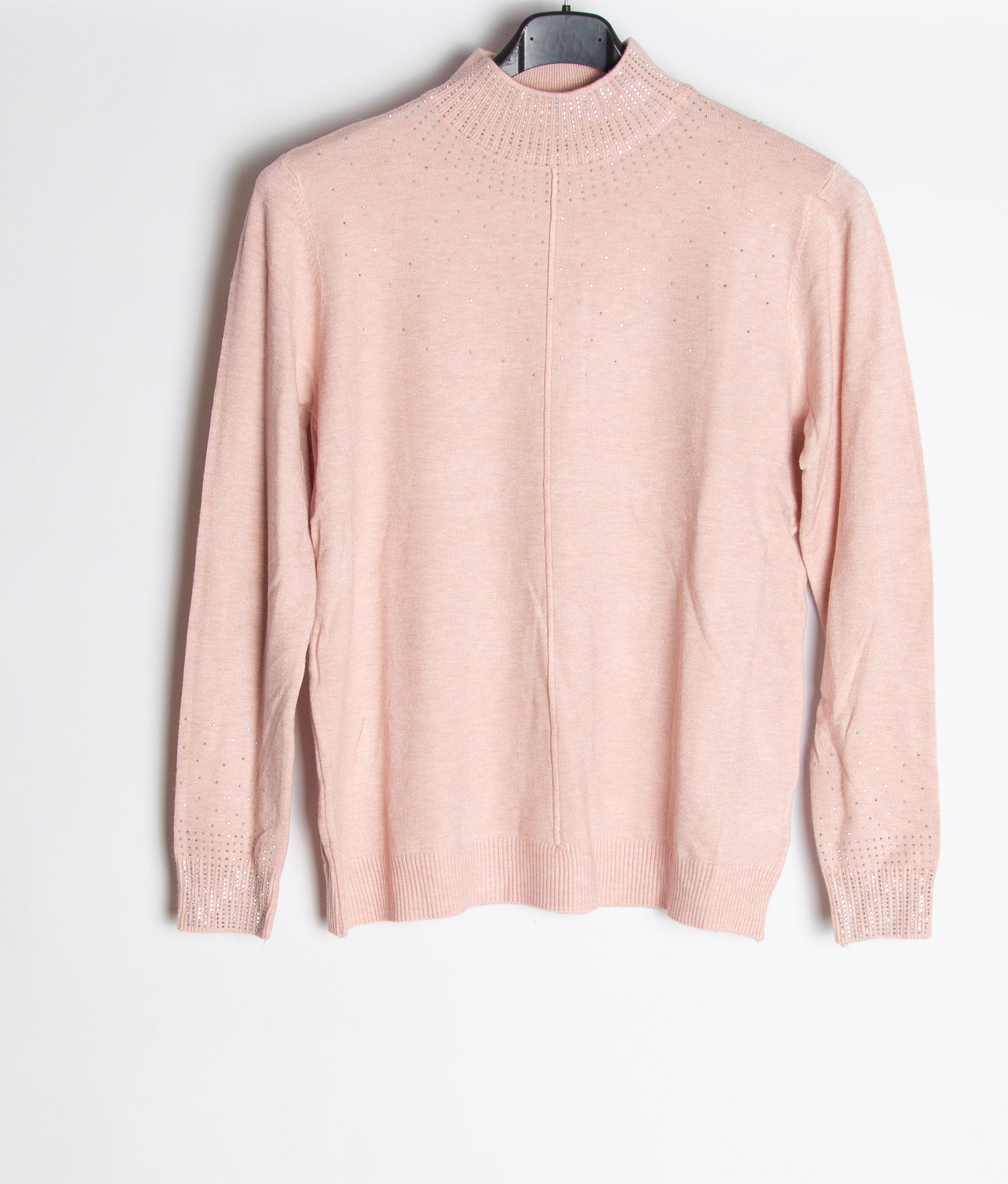 Strikbluse med bling og krave
