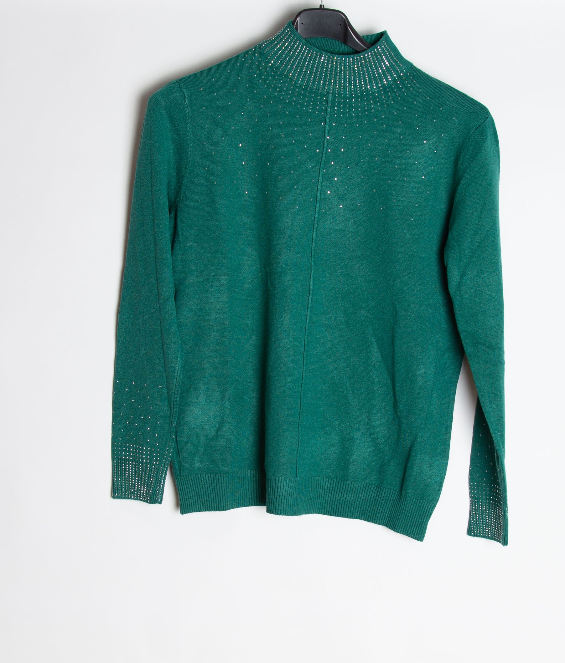 Strikbluse med bling og krave
