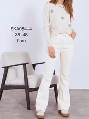 Jeans i creme med bootcut