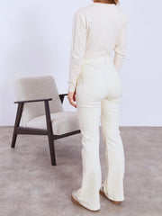 Jeans i creme med bootcut