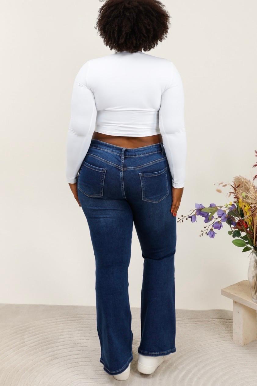 Jeans bootcut med hjerte bling knapper