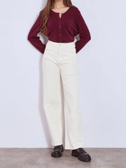 Jeans i creme med brede ben