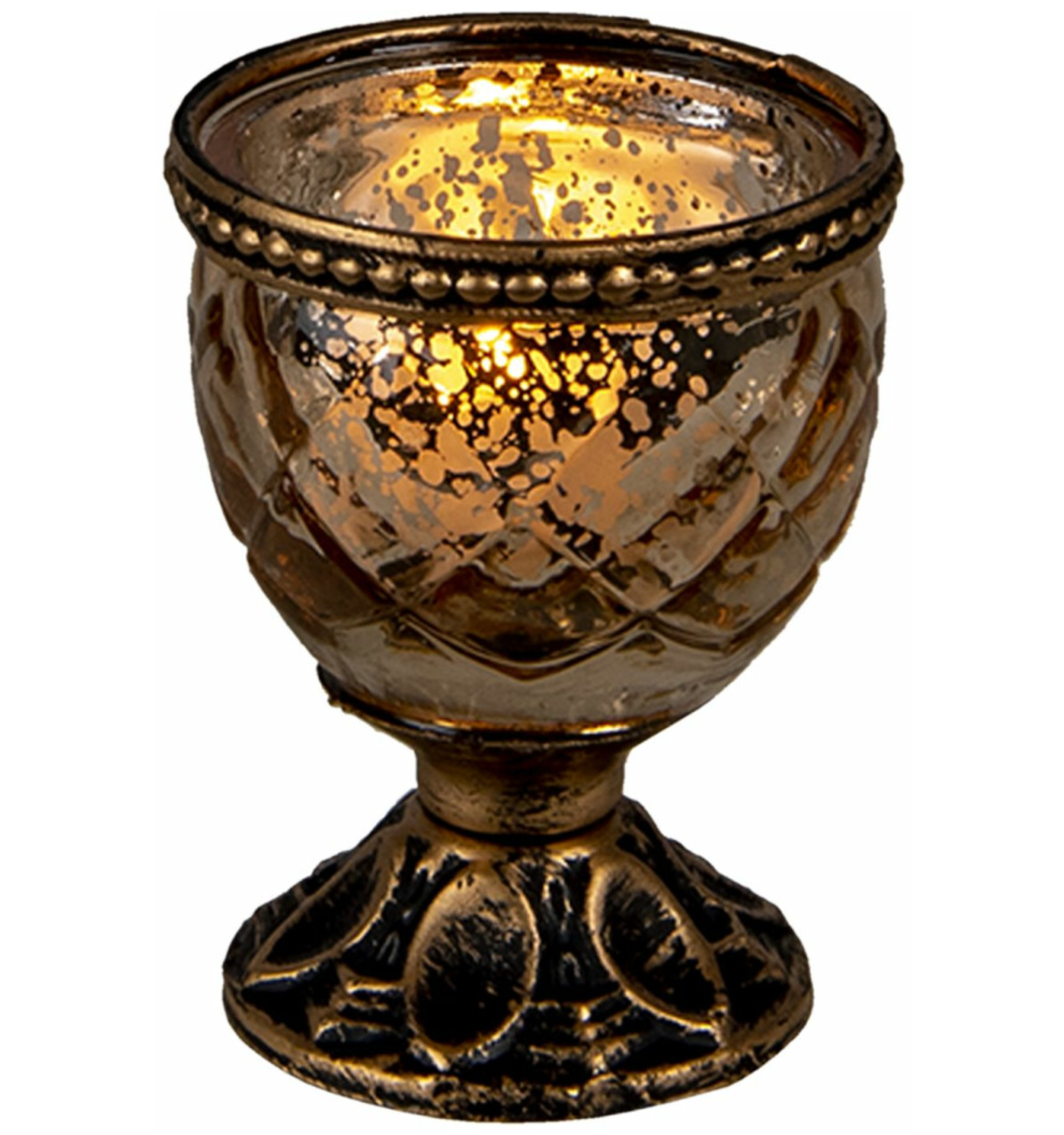 Guld fyrfadsstage 6x8 cm elegant vintage look by C&E