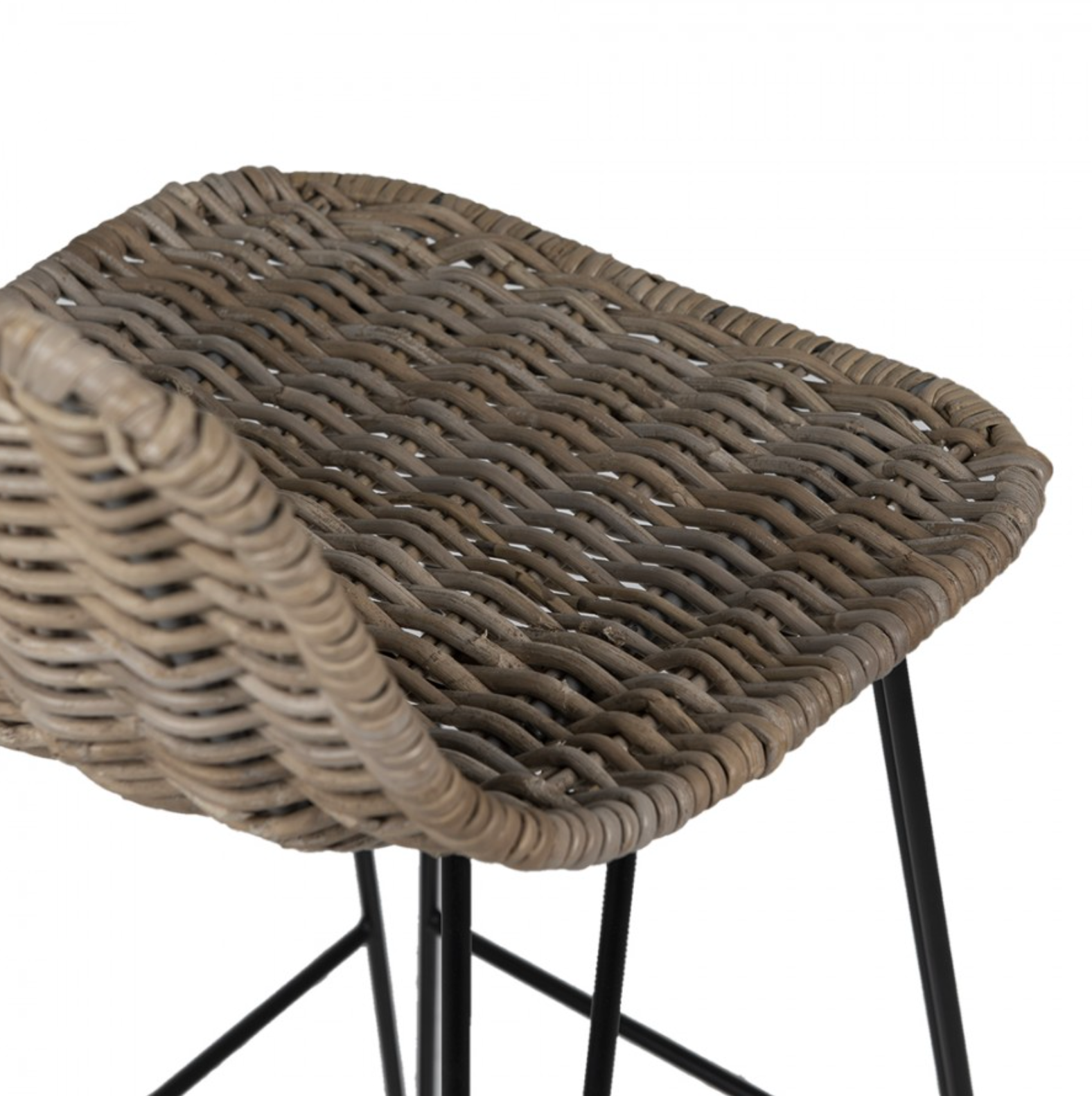 Barstol m. rattanflet - Brun