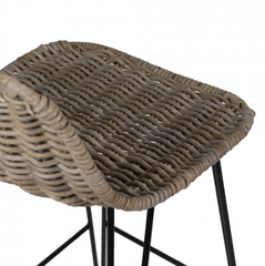 Barstol m. rattanflet - Brun