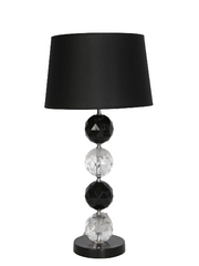Bordlampe med klare og sorte facetslebne glaskugler